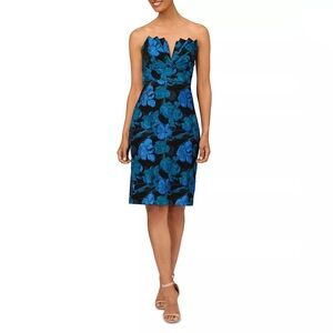 Aidan Mattox Blue and Black Floral Dress